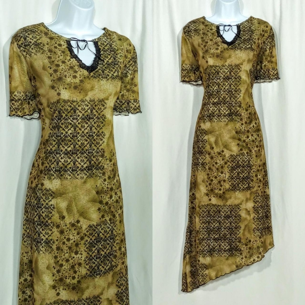 90s vintage asymmetrical maxi dress